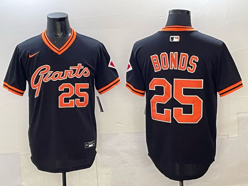 Men San Francisco Giants #25 Bonds Black Throwback Nike MLB 2025 Jersey 01->los angeles dodgers->MLB Jersey